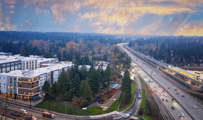 aerial of property showing nearby parking and nearness to a local community