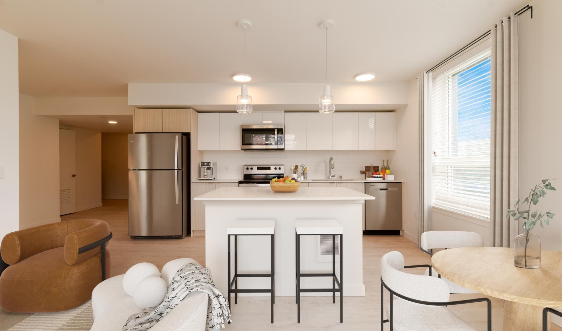 Beautiful living areas to match your lifestyle a kitchen with a table and chairs