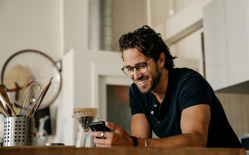 a man holding a phone